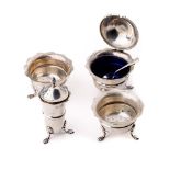 Silver 4-piece condiment set, 129.9 grams of silver, Birmingham 1908.