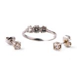 Platinum 3-stone diamond ring, approx 0.4ct of diamonds, 2.4 grams, together with 9ct gold and