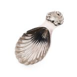 Hallmarked silver caddy spoon with shell bowl, S J Rose & Son, Birmingham 1964, 20.4 grams, 8cm