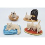 A collection of Border Fine Arts figures to include Persian Cat on Cushion, Three Persian Kittens,