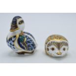 Royal Crown Derby paperweights to include Joy the Hedgehog and a Sitting Duckling (2), both with