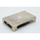 Silver match box cover with engineered decoration, 40.6 grams, 8cm long.