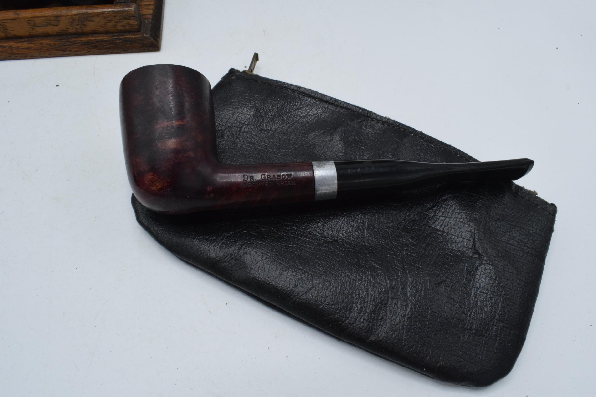 A quality of vintage smoking sundries. Including pipes, pipe racks, pouches and other items. Carey - Image 3 of 6