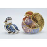 Royal Crown Derby paperweights in the form of a Cockerel and a Duckling (2), both first quality with