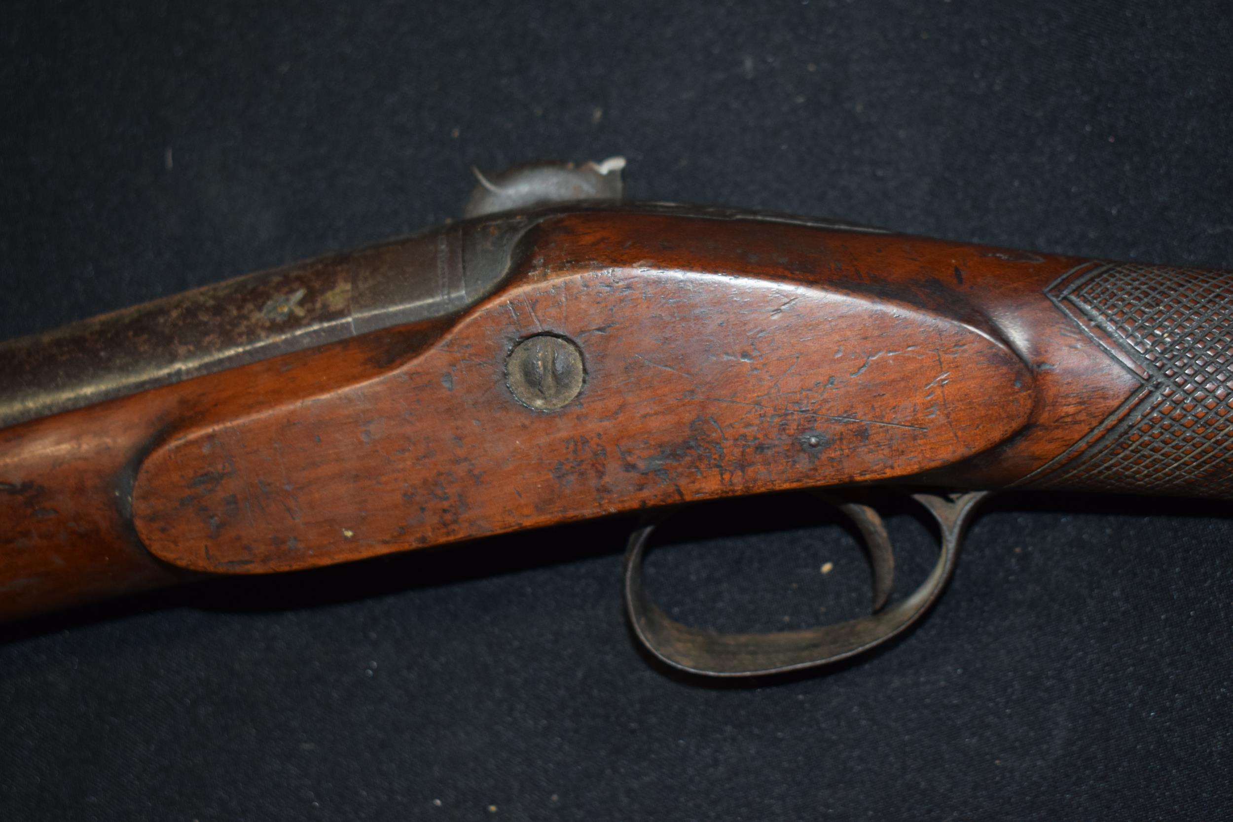 Heylen's of Cornhill London musket with wooden stock, 87cm long barrel, 129cm long, marked 'Cornhill - Image 8 of 17