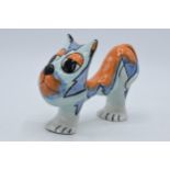 Lorna Bailey Cat in blue and orange. In good condition with no obvious damage or restoration.