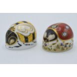 Royal Crown Derby paperweights to include bumblebee and 7 spot red ladybird, both gold stoppers (2).