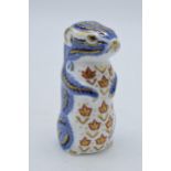 Royal Crown Derby paperweight in the form of a Chipmunk, with gold stopper. In good condition with