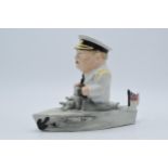 Bairstow Manor Collectables comical model of Winston Churchill in a boat, 18cm tall. In good