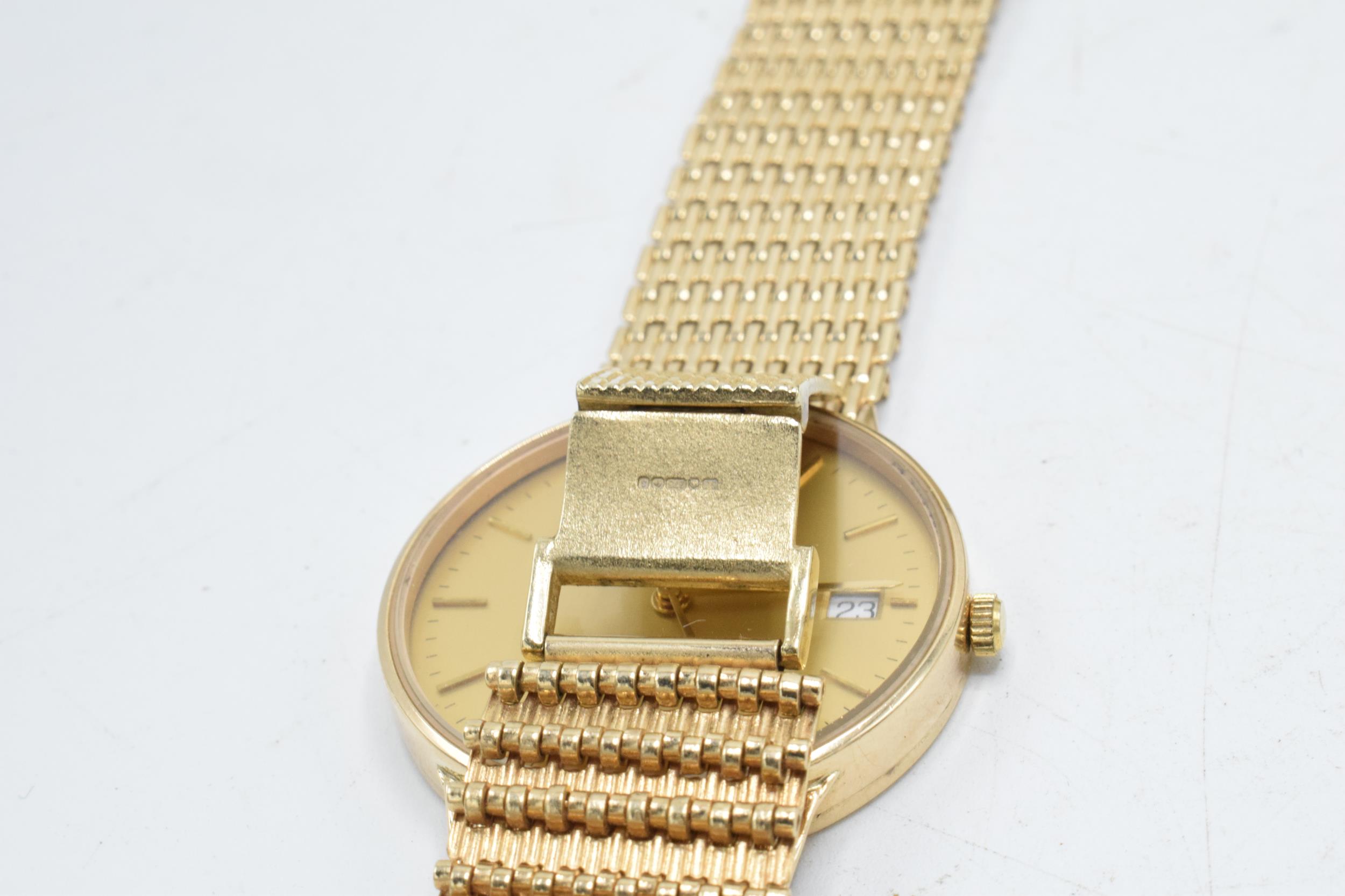 9ct gold gentleman's 'Sovereign' wristwatch on 9ct gold strap, 33mm, with date, Quartz movement, - Image 3 of 4