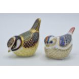 Royal Crown Derby paperweights to include a Goldcrest and a Bluetit (2), both with gold stoppers. In