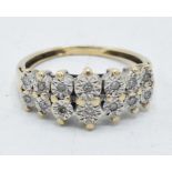 9ct gold illusion set diamond ring, 2.9 grams, size N.