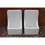 A pair of white ceramic planters / wall urinals, made by Westwood, 48cm tall (2). Good condition,