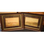 A framed pair of watercolours of Arundel Castle and surrounding areas, both framed and glazed,