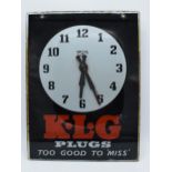 K.L.G Spark Plugs 'Too Good To Miss' Advertising Clock. Glass Back with Smiths Sectric Electric