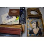 Vintage cigarette maker with gilt style frame, a nurse's set and others (collection only).