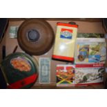 Mixed items to include vintage Amoco Vizgol oil can (with some contents), a copper item,