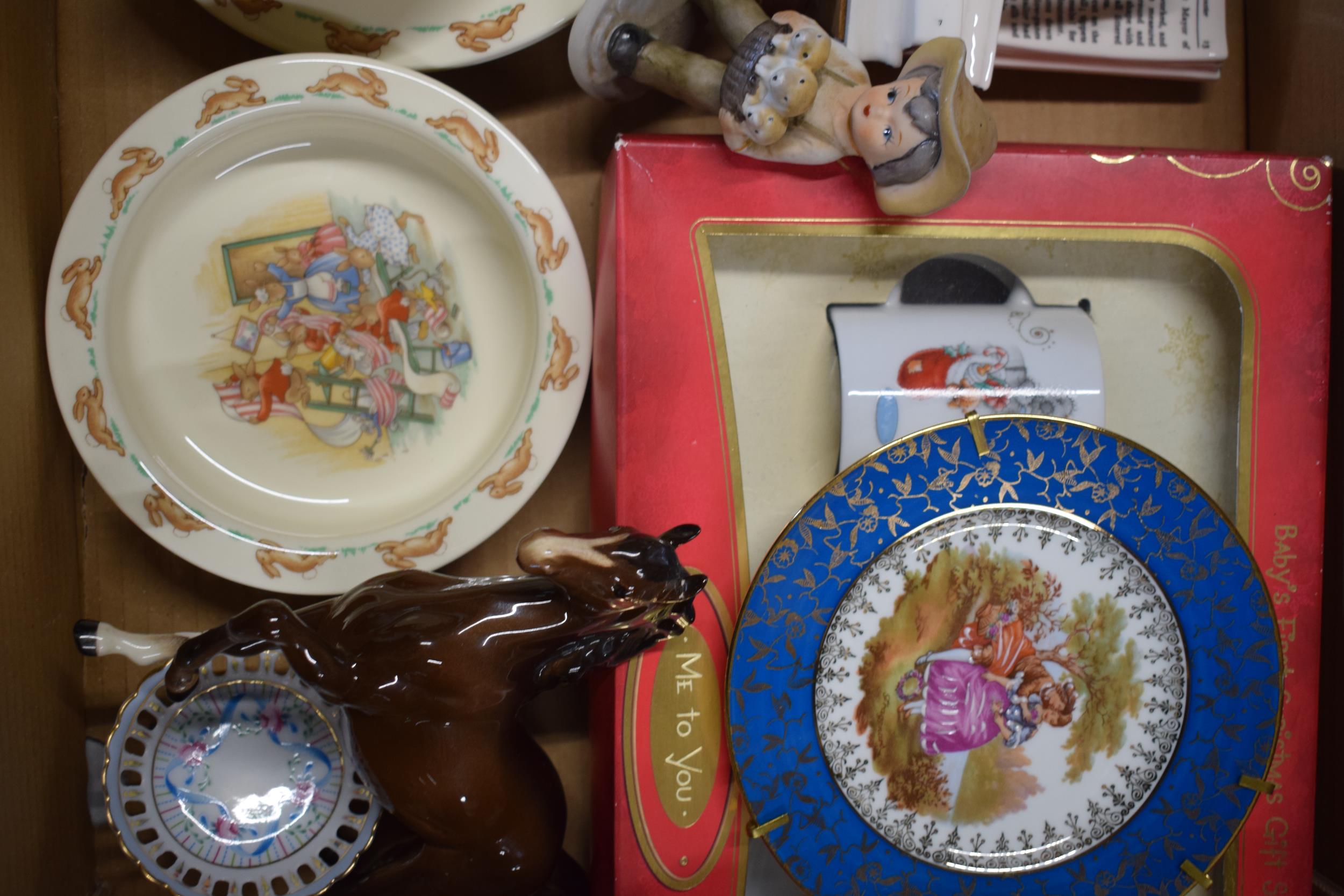 Pottery to include Royal Doulton Bunnykins items, Schmid musical Beatrix Potter, Limoges wall side - Image 3 of 4