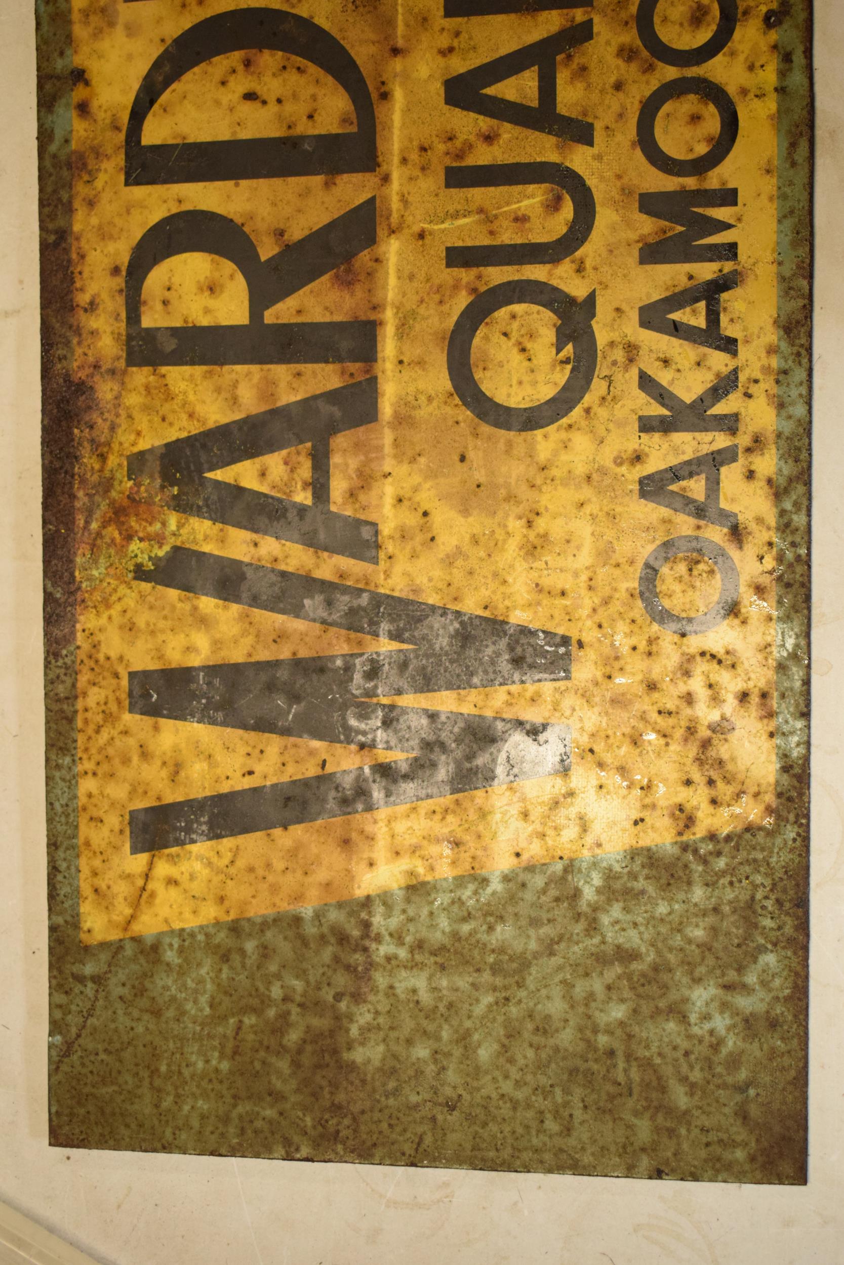 Local Interest: Large 1930s advertising sign on heavy gauge metal palte 'Wardlow Quarry Oakamoor - Image 2 of 7