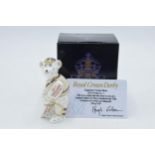 Boxed Royal Crown Derby miniature bear paperweight, England World Number 1 in 2011, 9cm high, this