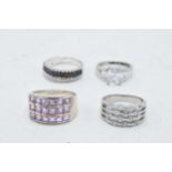 A collection of 4 silver dress rings (4).