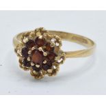 9ct gold ring set with semi-precious stones, 1.8 grams, size P.