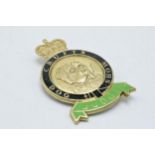 Crufts Dog Show enamelled metal 'Judge' badge, 5.5cm tall.
