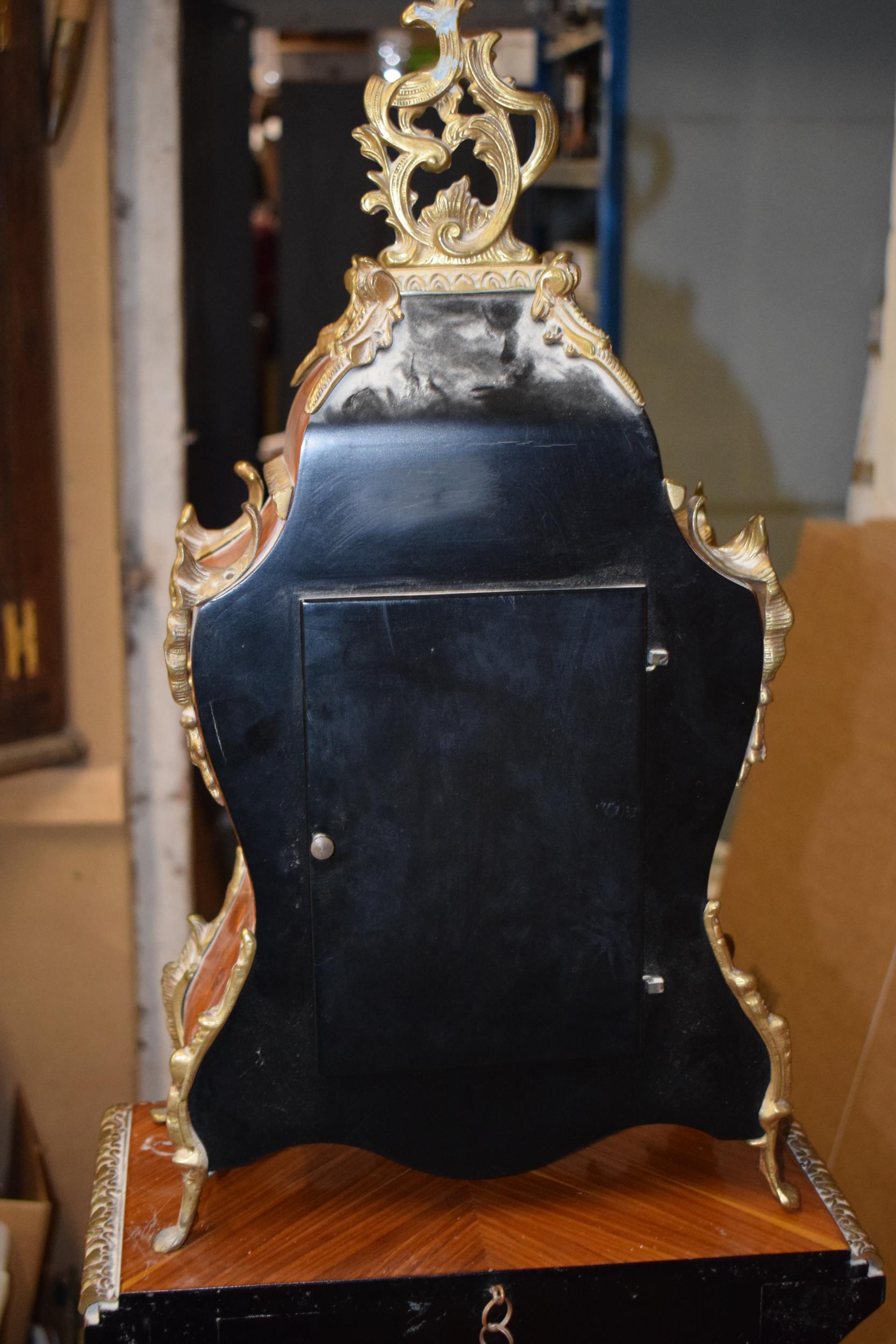 Mid 20th century French style mantel clock on inlaid pedestal stand with ormolu mounts throughout, - Image 6 of 13