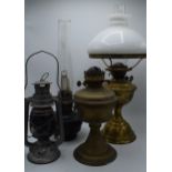 A collection of four late 19th century to early 20th century oil. Height of the tallest 55cm. In