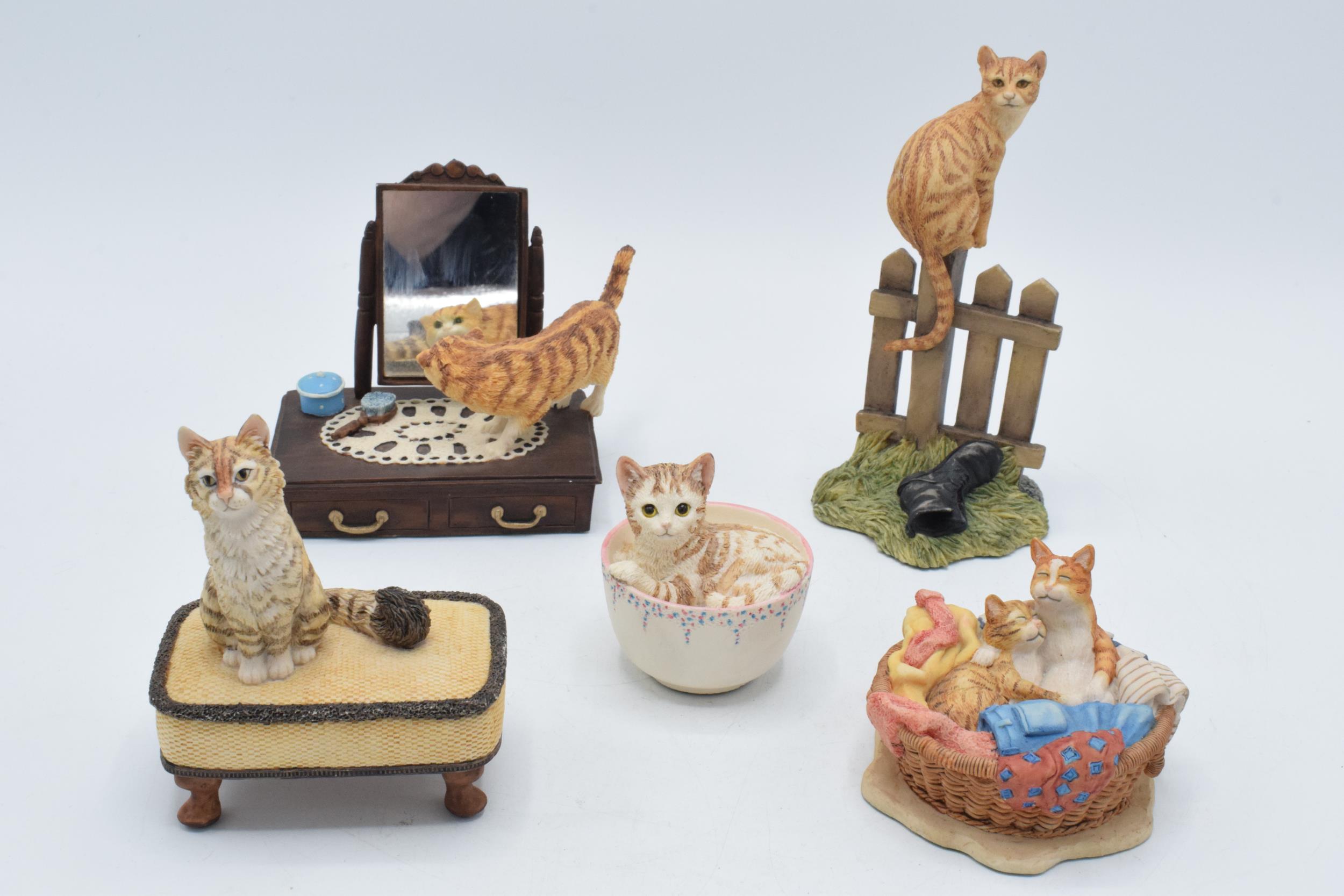 A collection of Border Fine Arts cat figures to include a Cat on a Dressing Table, Cats in a Laundry