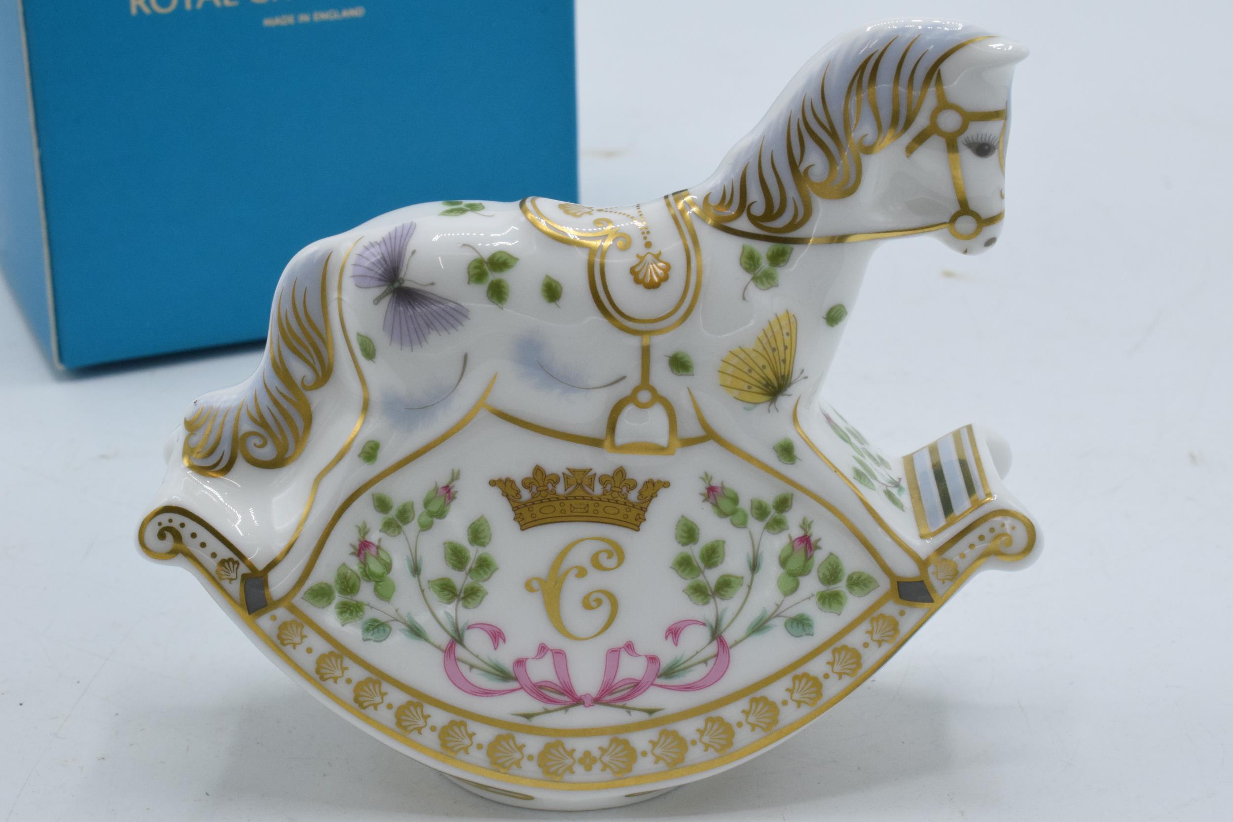 Boxed Royal Crown Derby miniature paperweight, Royal Baby Rocking Horse, 10cm high, this is number - Image 2 of 3