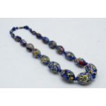 Vintage graduated set of millefori bead necklace, 54cm long.