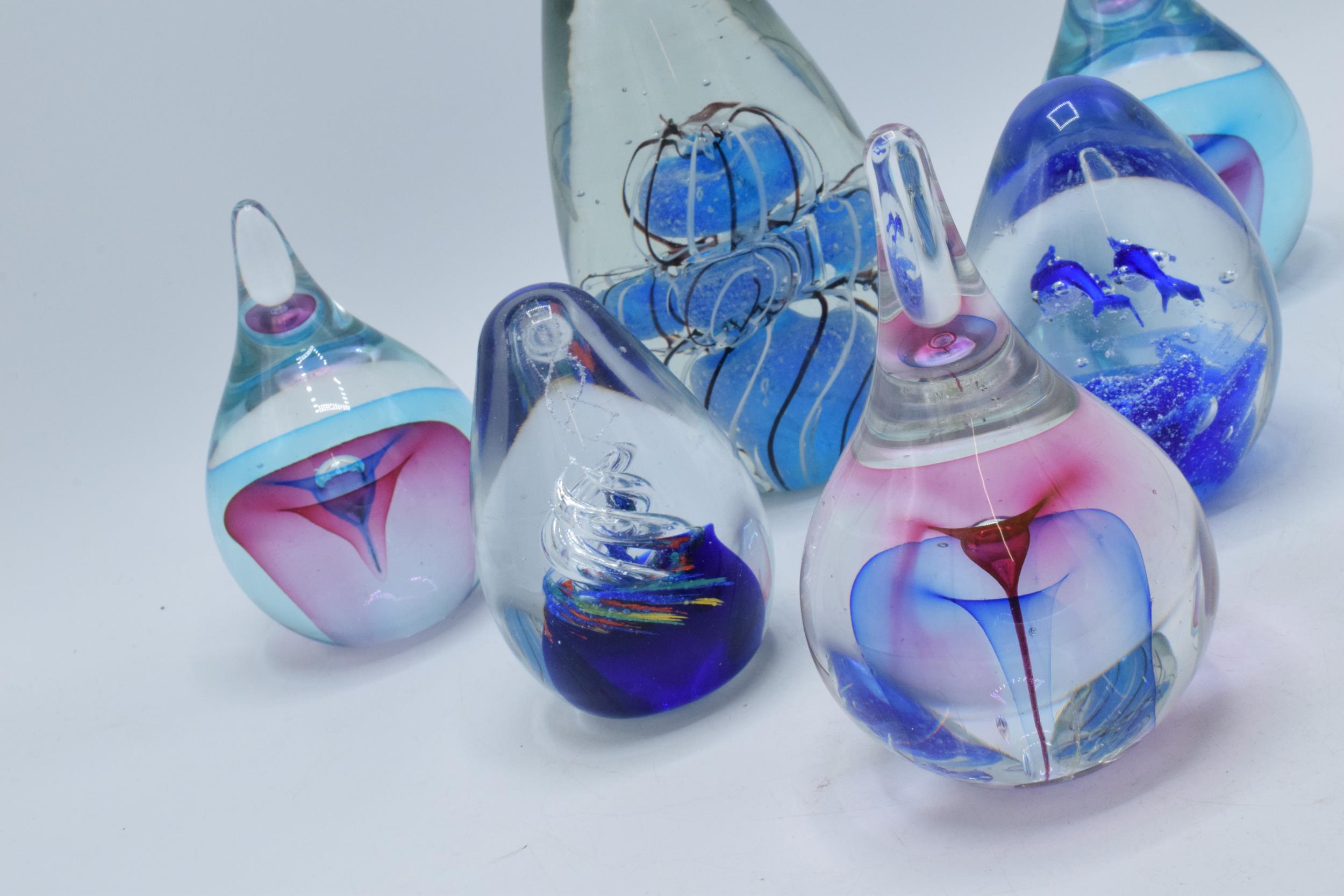 A collection of 6 heavy glass paperweights of varying forms and colours, tallest 18cm (6). - Image 3 of 4