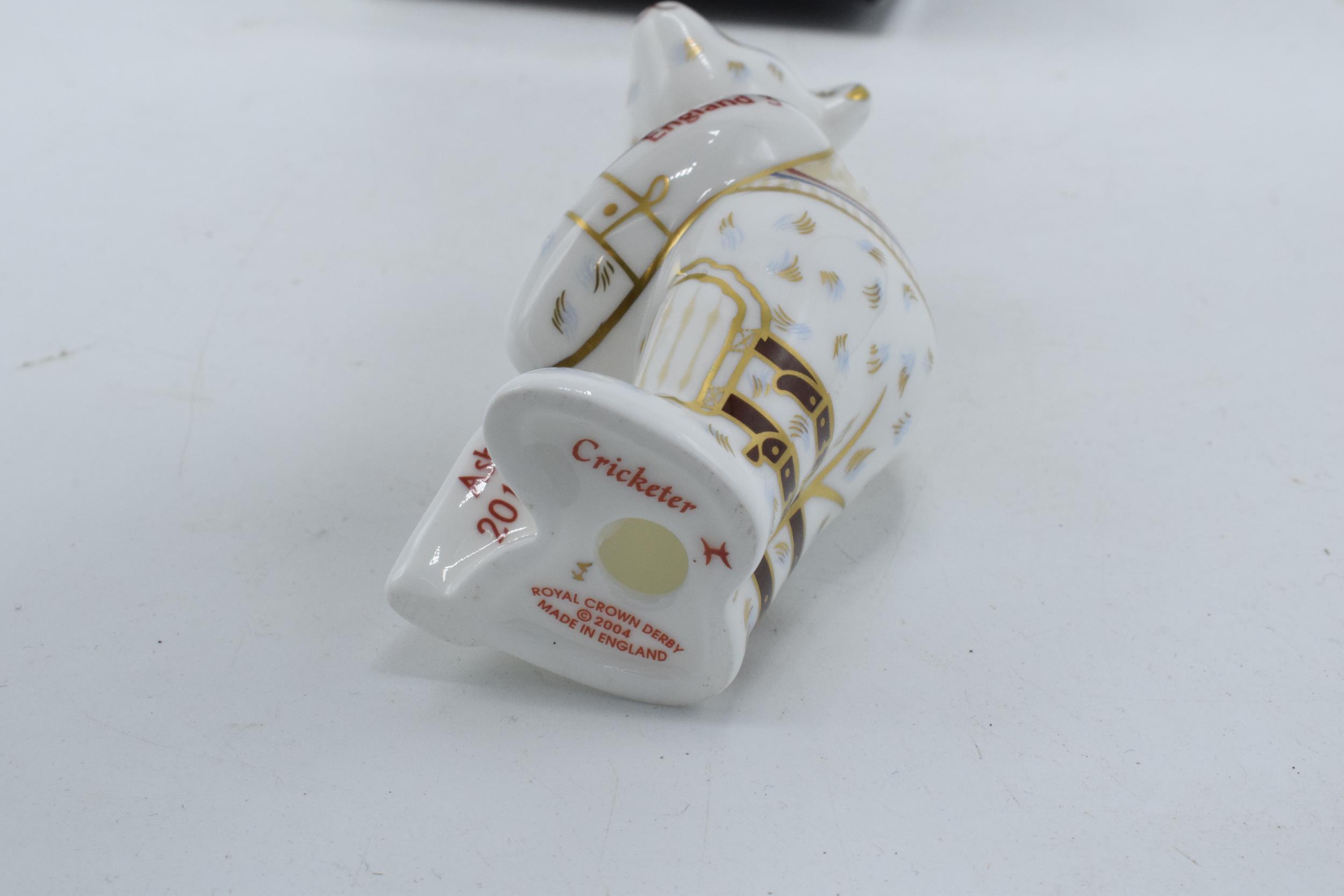 Boxed Royal Crown Derby miniature bear paperweight, Ashes 2010/11 Cricketer, 9cm high, this is - Image 3 of 3