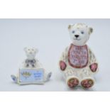 Royal Crown Derby paperweights to include Princess Charlotte Teddy Bear, gold stopper, and Royal