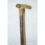 Early 20th century walking stick with gold plated plaque that reads 'W Wright From The Long Eaton