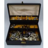 Jewellery box containing vast amount of costume jewellery to include fashion watches, bangles,