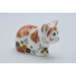 Royal Crown Derby paperweight in the form of Spice the Kitten, with gold stopper. In good