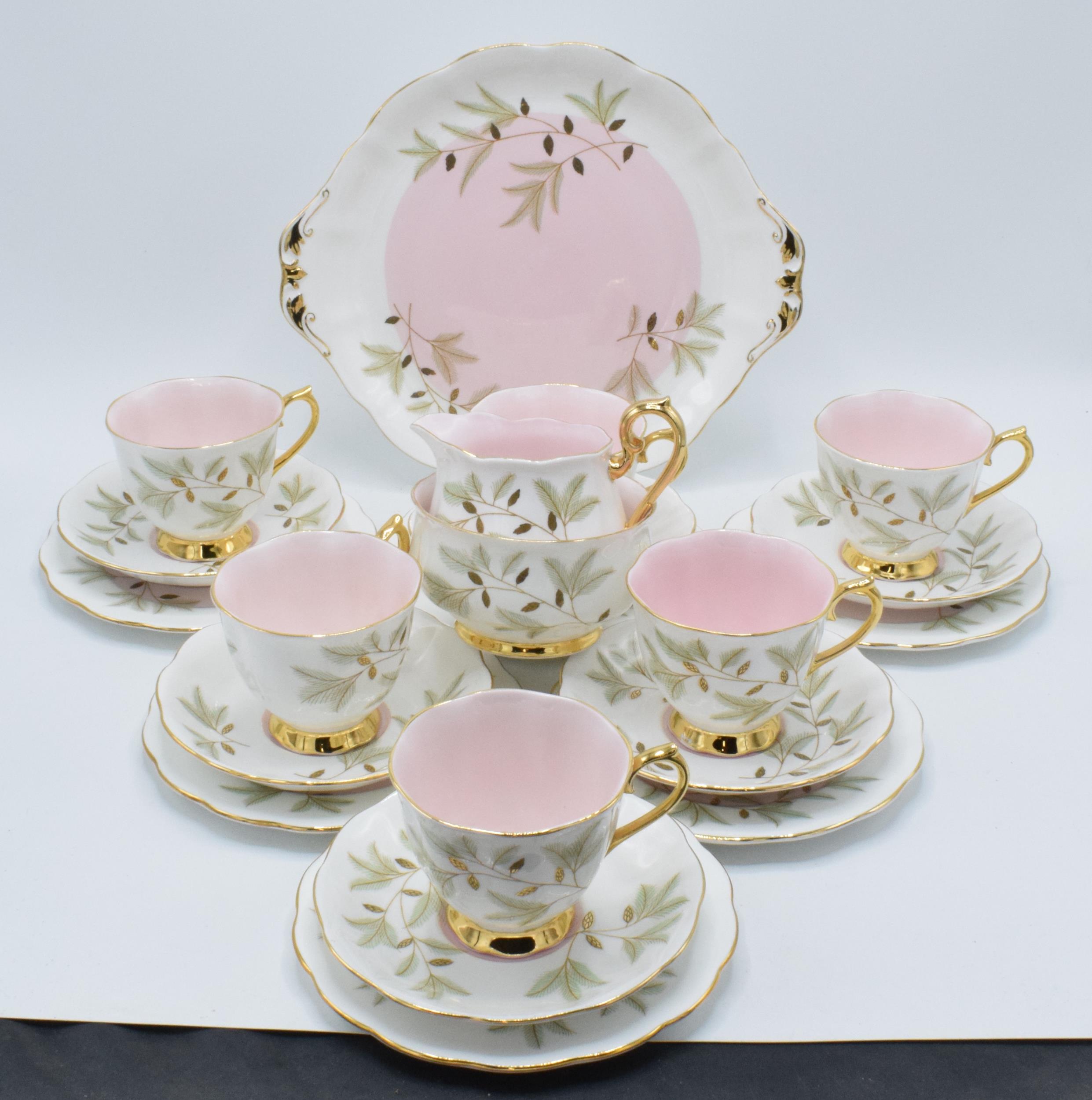 Royal Albert tea ware in the Braemar design to include 6 cups, 6 saucers, 6 side plates, a milk jug,