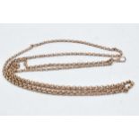 Victorian pinchbeck longuard chain, with clip, circa 4 foot 4 inches long.