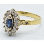 18ct gold diamond and sapphire ring, 3.3 grams, size O/P.