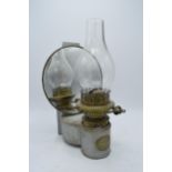 A J Hinks and Sons Dublex Wall Oil lamp with mirror back. Dating from the 19th century. Overall