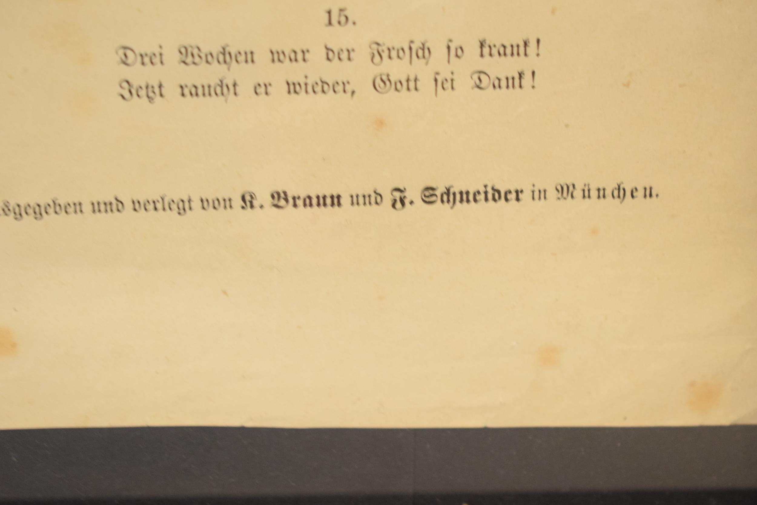 19th century German satirical cartoon 'Nro. 325 Die Beiden Enten Und Fer Frosch (The Two Ducks and - Image 5 of 6