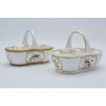 Spode china inkstand in the Chelsea Bird pattern together with another similar example (2). One is