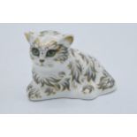 Royal Crown Derby paperweight Misty the Kitten with gold stopper. In good condition with no