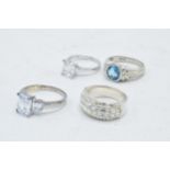 A collection of 4 silver dress rings (4).