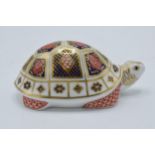 Royal Crown Derby paperweight in the form of a Tortoise, with gold stopper. In good condition with