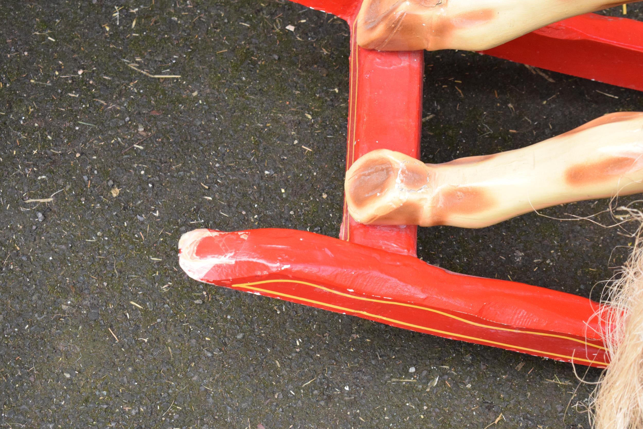 Fairground type painted rocking horse on stretchers style supports, made in fibreglass, 124cm - Image 5 of 6