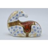 Royal Crown Derby paperweight in the form of a Horse, with silver stopper. In good condition with no
