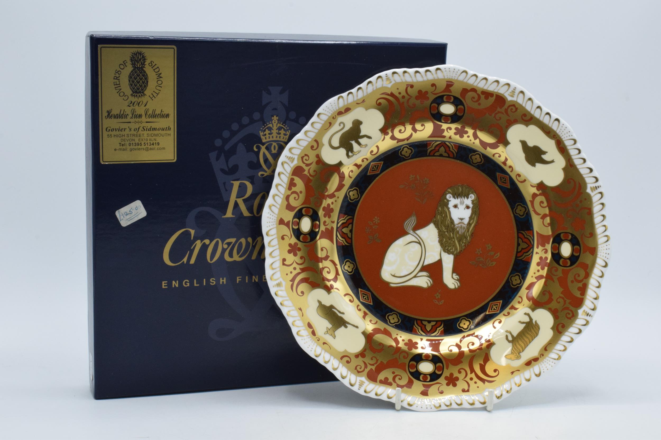 Royal Crown Derby, the Heraldic Lion Plate, commissioned by Goviers of Sidmouth, designed by